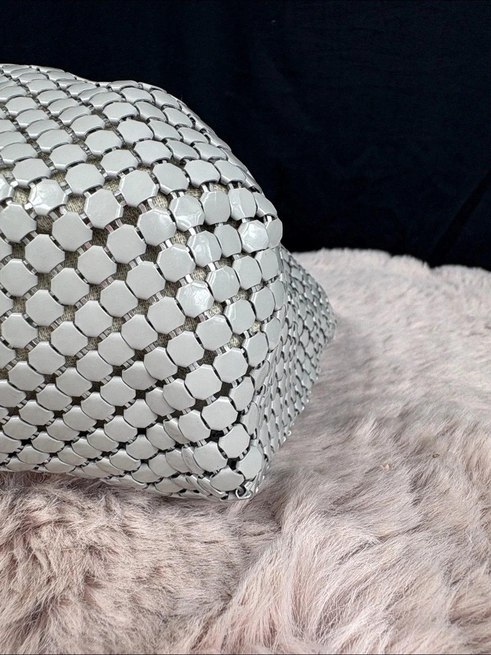 Whiting & Davis Vintage 1970s Gray Metal Mesh Shoulder Bag
